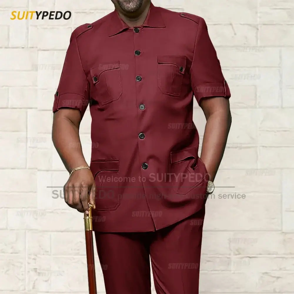 Men's African Style Slim Fit Blazer and Pants Suit