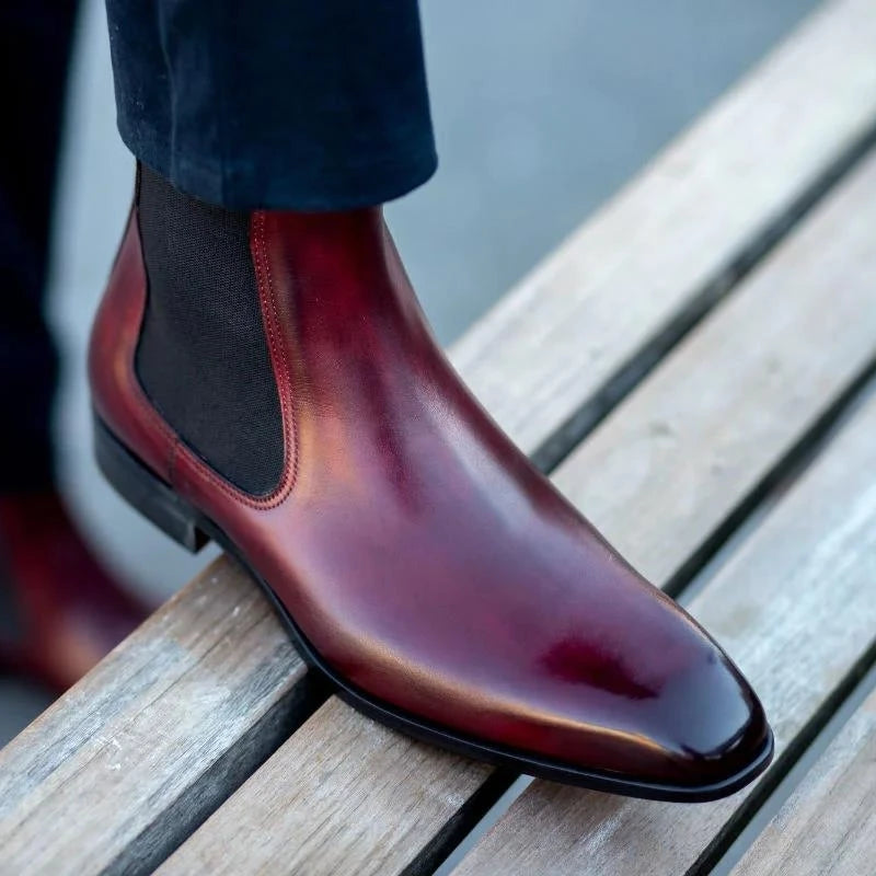 Men's Red Bottom Chelsea Ankle Boots