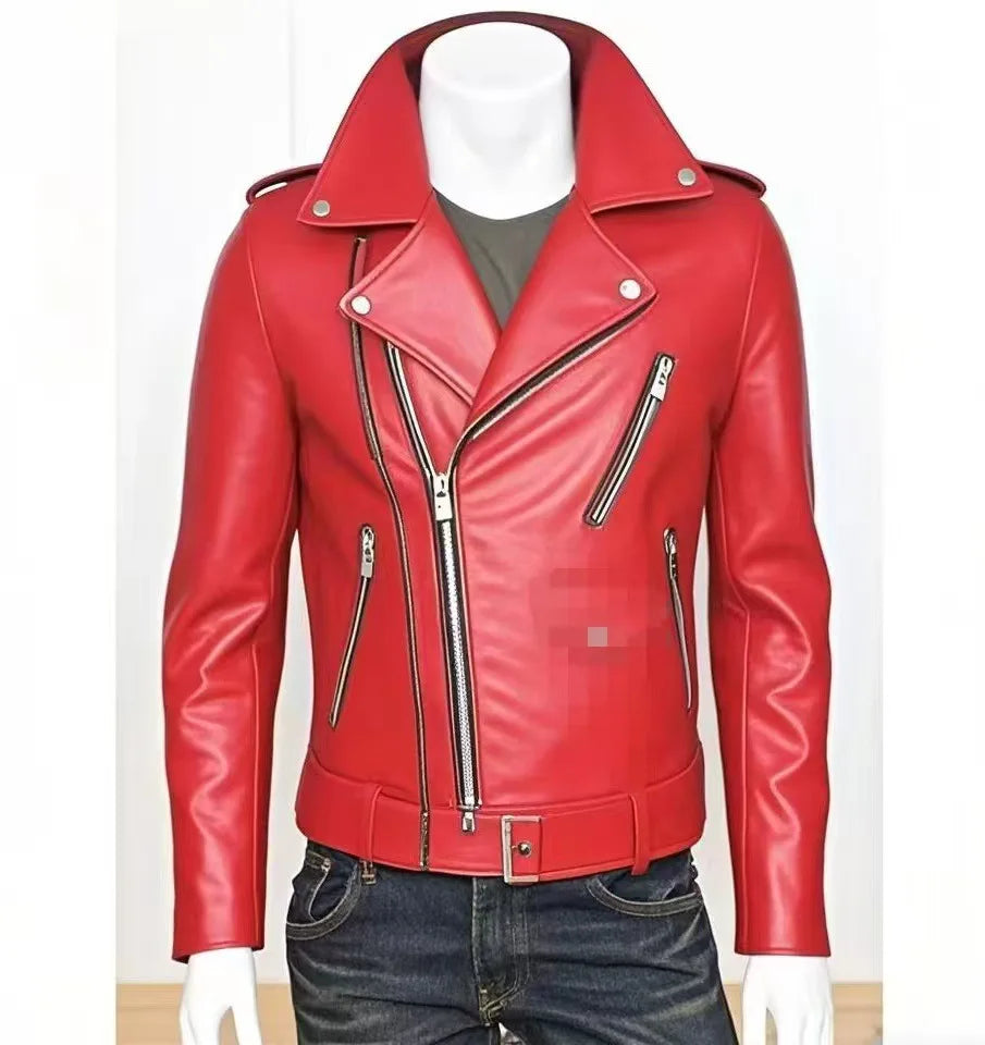 Men's Oversized Multi-Zip PU Leather Coat