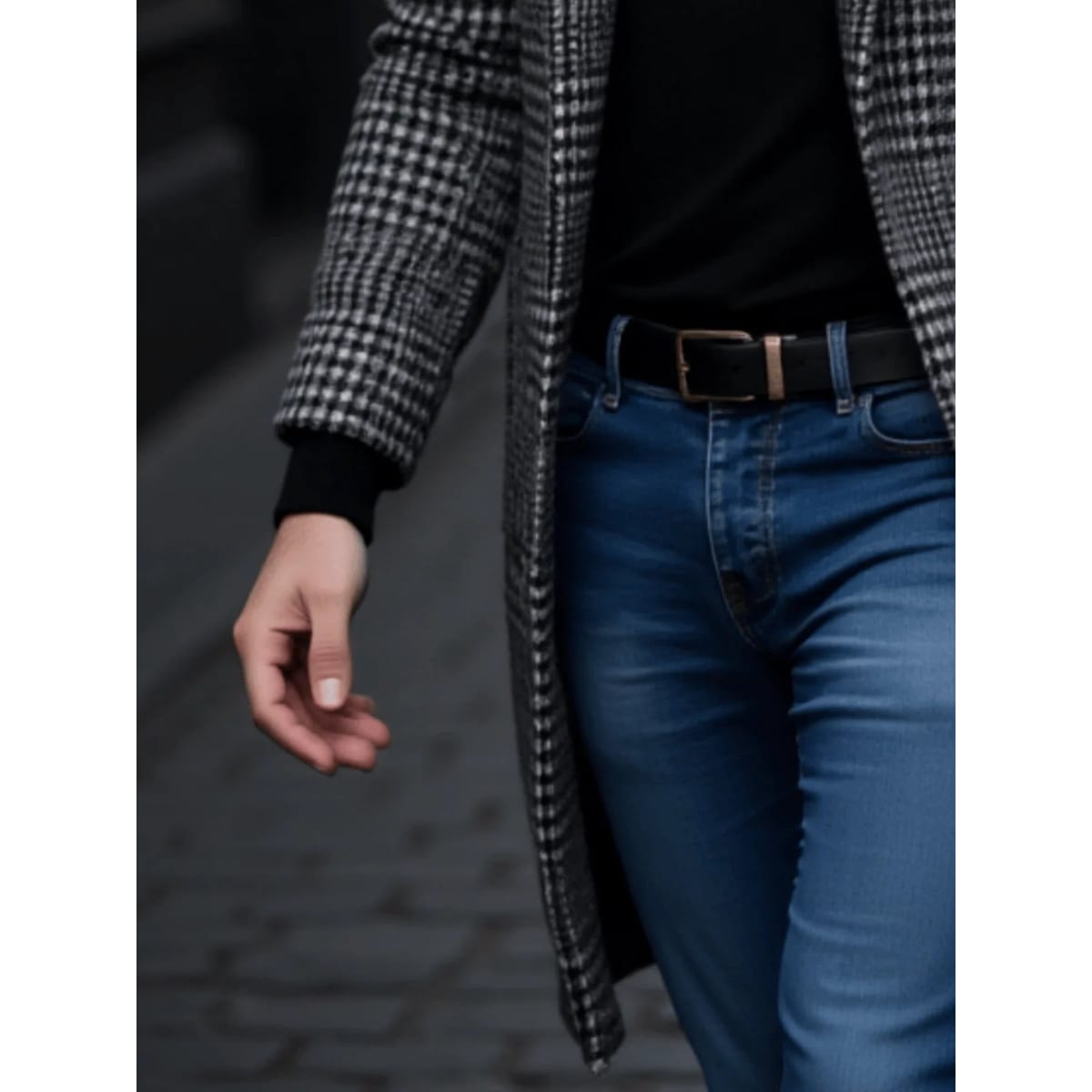 New Arrival Men's Outdoor Thickened Warm Trench Coat Houndstooth Autumn Winter Windproof with Inner Lining Overcoat Trench Coat