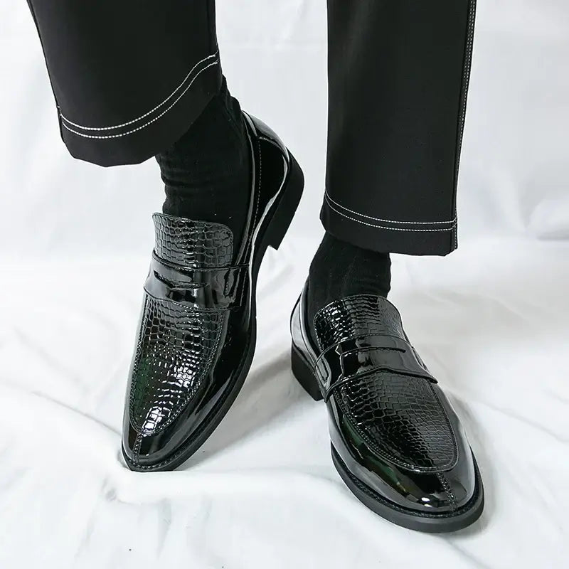 Men's Color-Block Round-Toe Business Loafers, Formal Wedding
