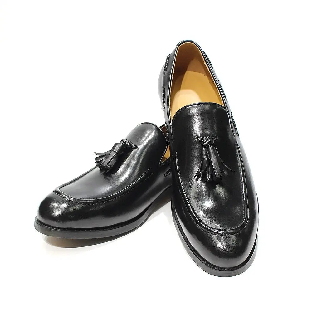 Mocassins pour homme de style italien, à pampilles, en cuir véritable de vache, confortables et faciles à enfiler, chaussures habillées décontractées pour mariage, fête et bureau