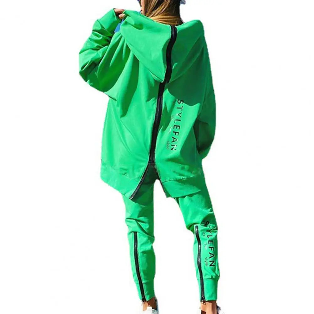 Women's Winter Oversized Back-Zip Hoodie and Pants Tracksuit Two-Piece