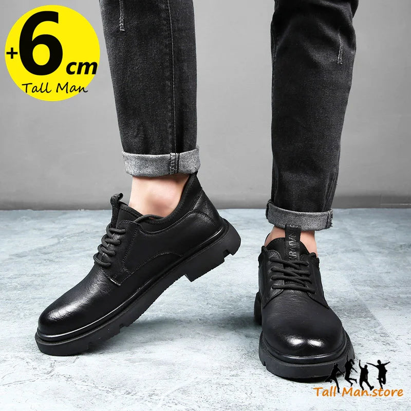 Business Men Oxford Leather Elevator Shoes Lift Sole Man Height Increase Insole 6CM Office Daily Life British