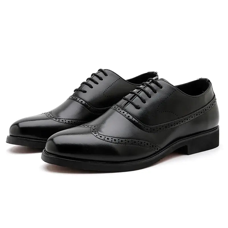 Herren Schwarze Brogue Oxford Schuhe Formelle Anzugschuhe für Business Hochzeit Rote Sohle Bequeme Schnürschuhe