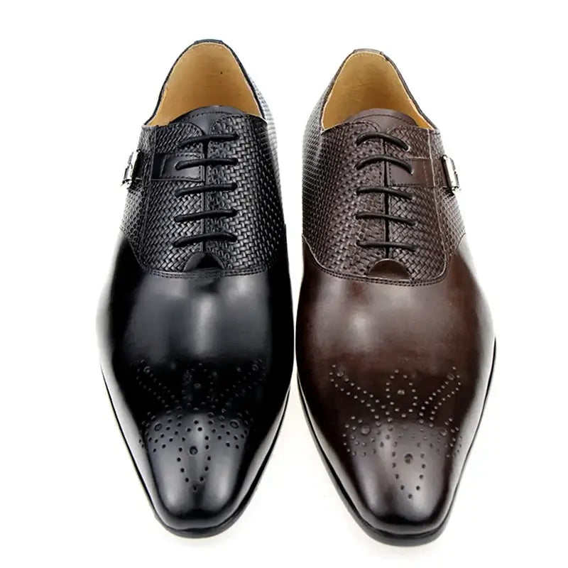 Men's Weave Print Leather Brogue Wedding Loafers