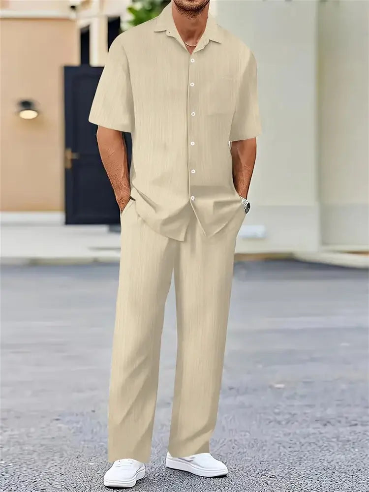 Men's Geometric Print Short-Sleeve Shirt Set