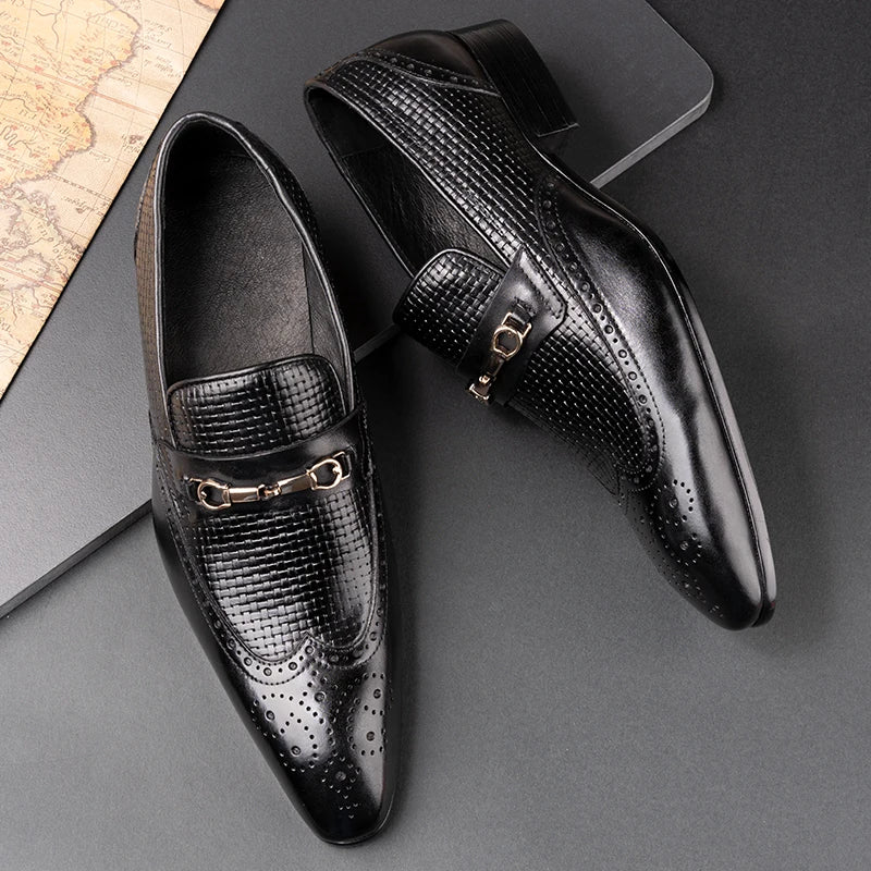 Men's Handmade Leather Loafer Dress Shoes Size 39-50