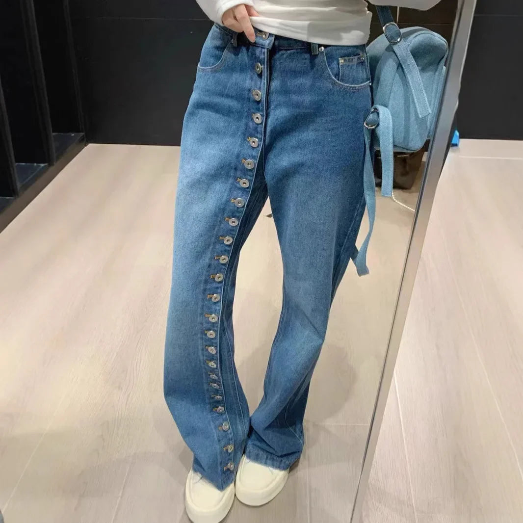Women's High Waist Straight Loose Jeans