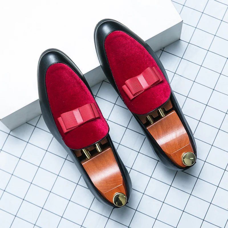 Men's Classic Leather Bow Formal Wedding Office Loafers