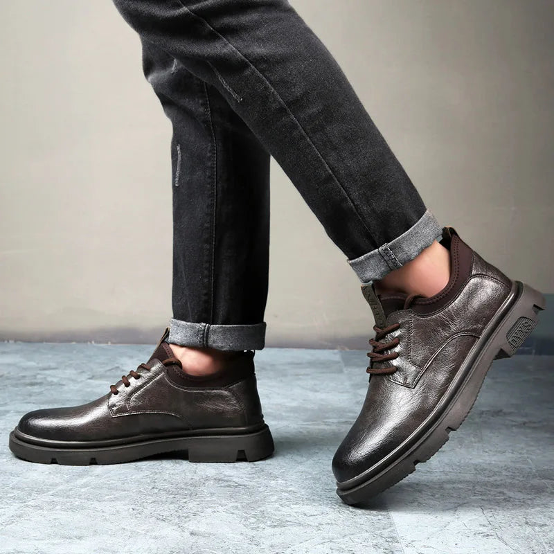 Business Men Oxford Leather Elevator Shoes Lift Sole Man Height Increase Insole 6CM Office Daily Life British