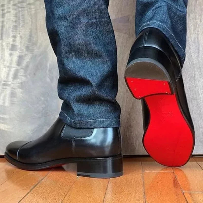 Men's Red Bottom Chelsea Ankle Boots