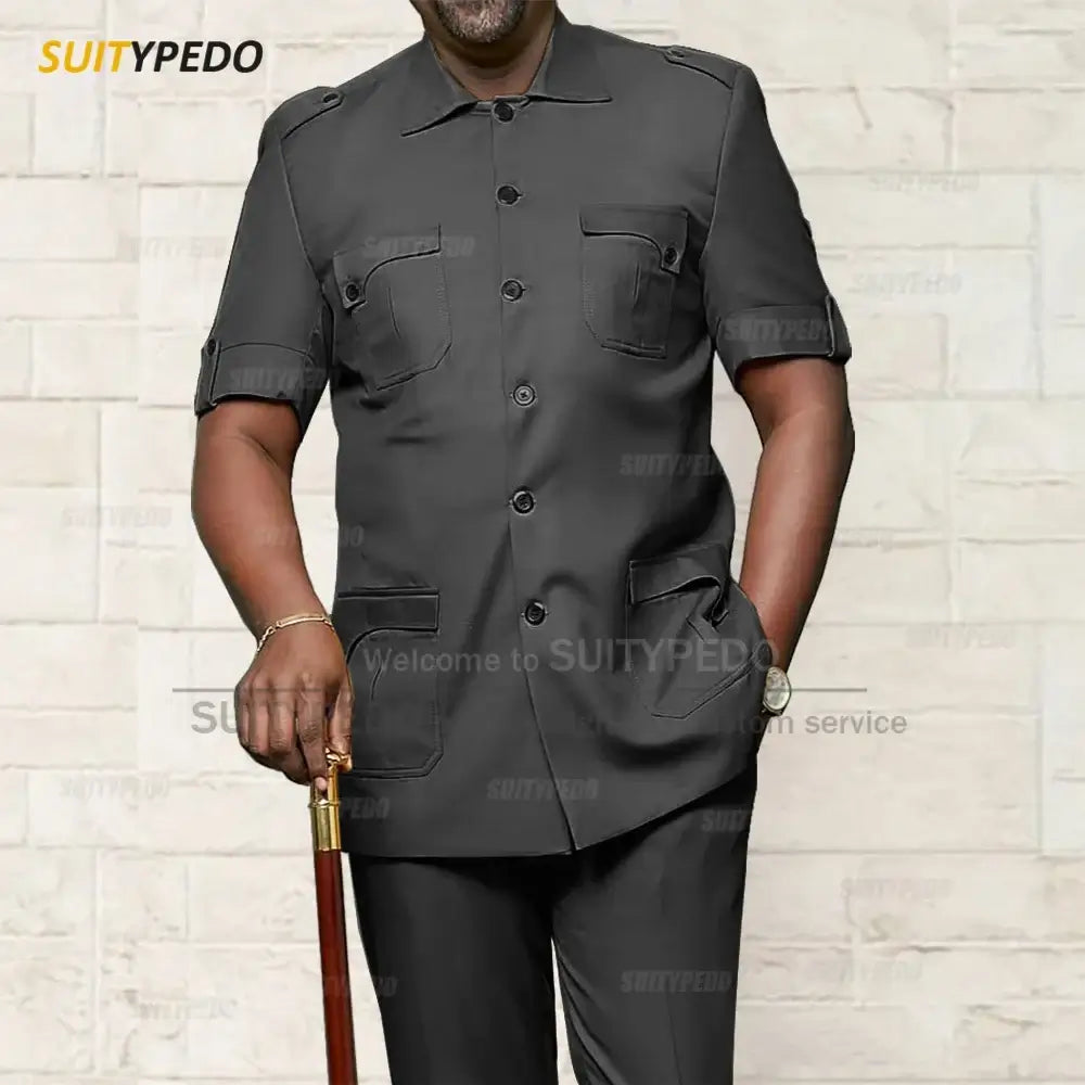 Men's African Style Slim Fit Blazer and Pants Suit