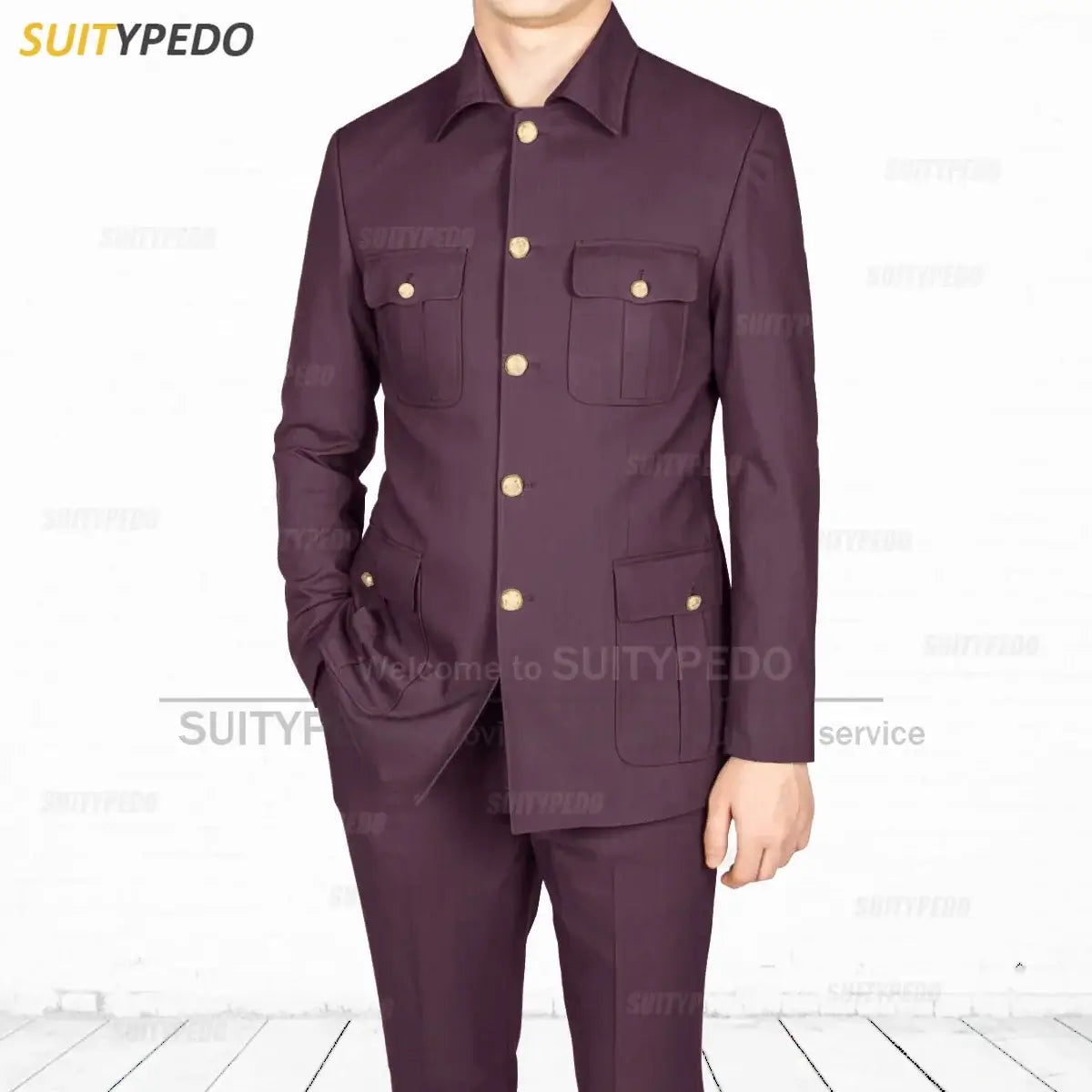 Men's Single-Breasted Two-Piece Blazer and Pants Suit