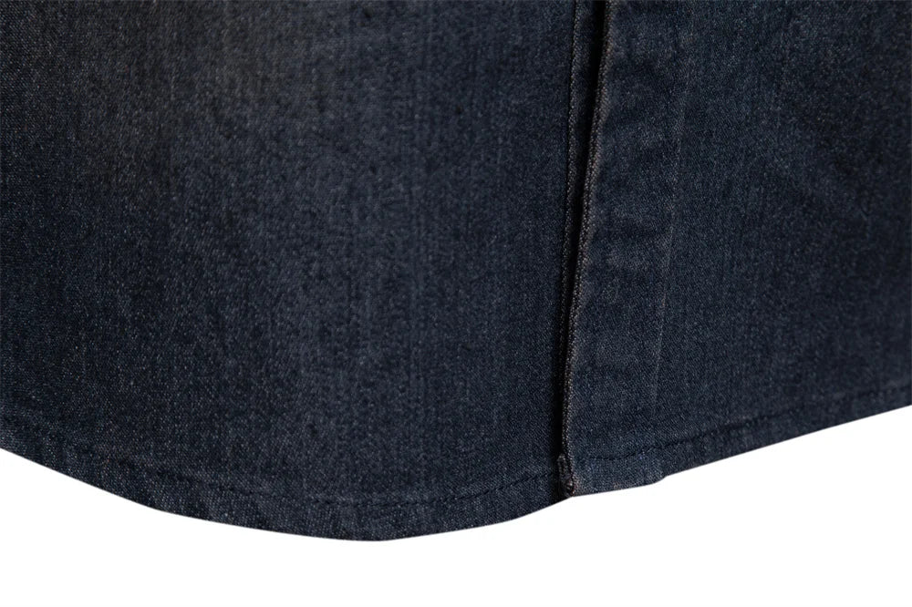 Men's Elastic Cotton Denim Long Sleeve Shirt