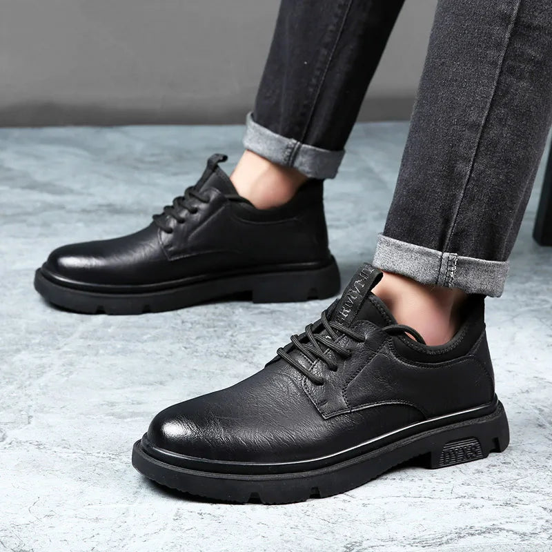 Business Men Oxford Leather Elevator Shoes Lift Sole Man Height Increase Insole 6CM Office Daily Life British