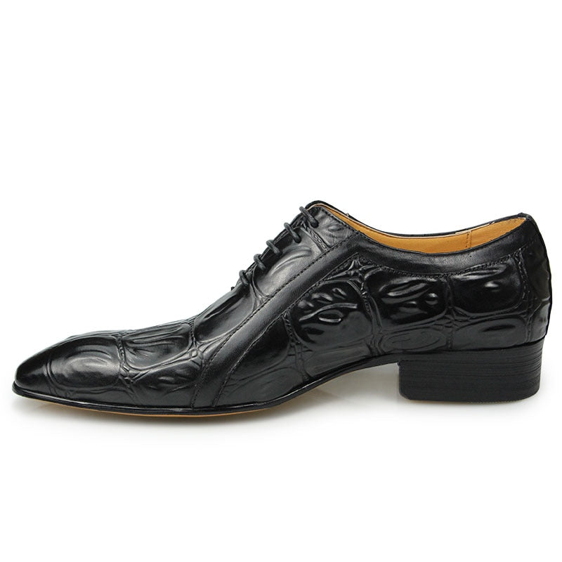 Men's Classic Crocodile Oxford Derby Dress Shoes