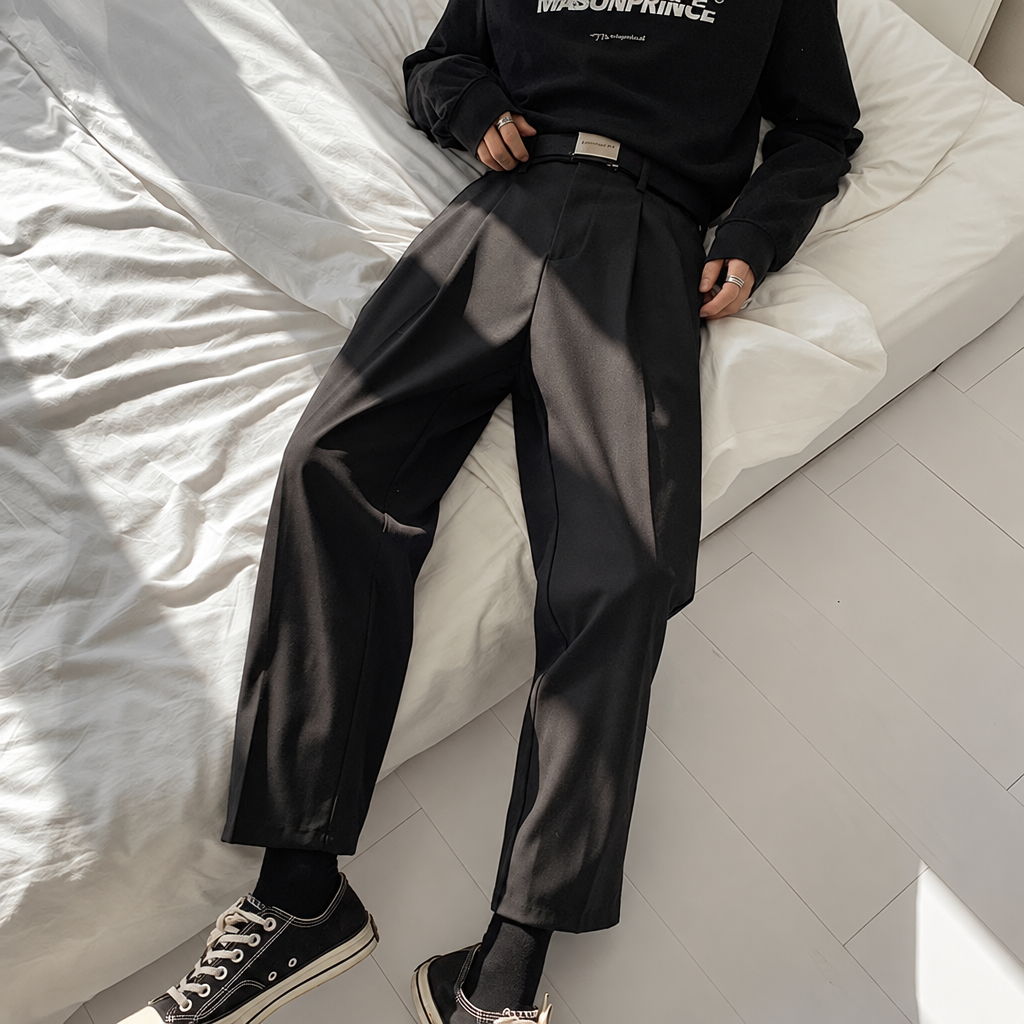 Men's grey formal suit pants business cotton trousers