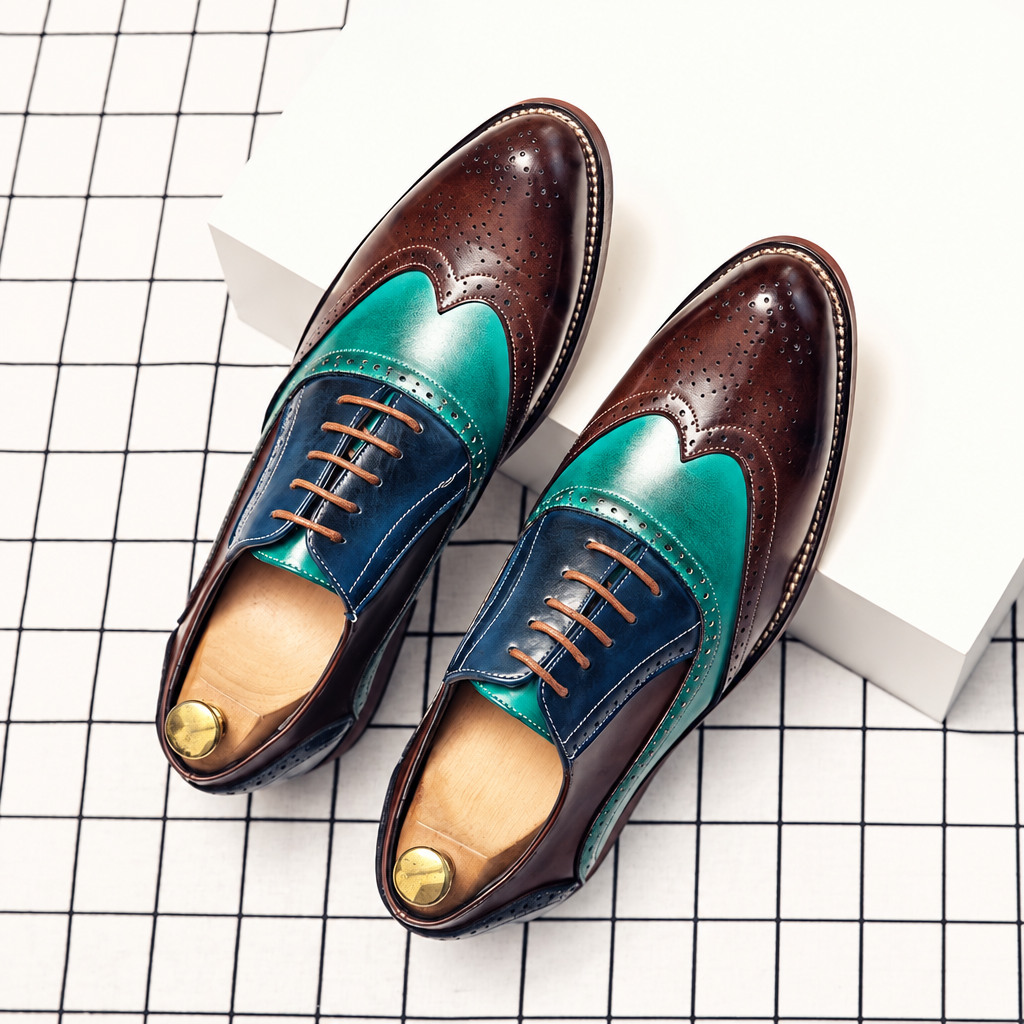 Men's handmade brogue leather oxford dress shoes size 38-48
