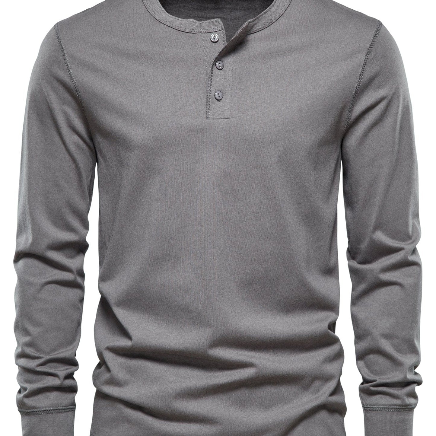 Men's Henley Collar Long Sleeve T Shirt