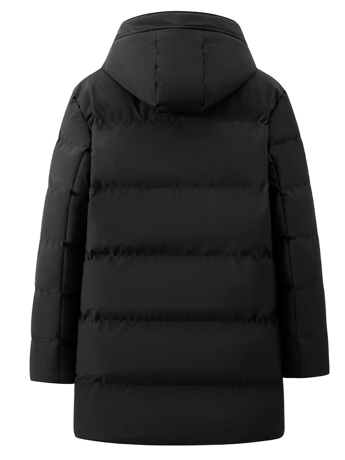 Small Size & Order Size Up Men's Solid Color Long Cotton-padded Jacket With Hood