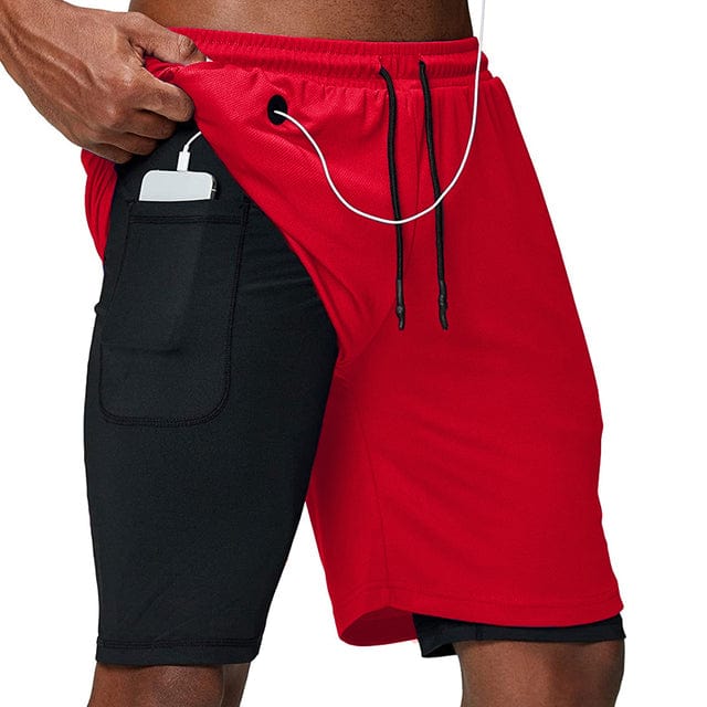 Running Shorts Men Fitness Gym Training Sports Shorts Quick Dry Workout Gym Sport Jogging Double Deck Summer Men Shorts
