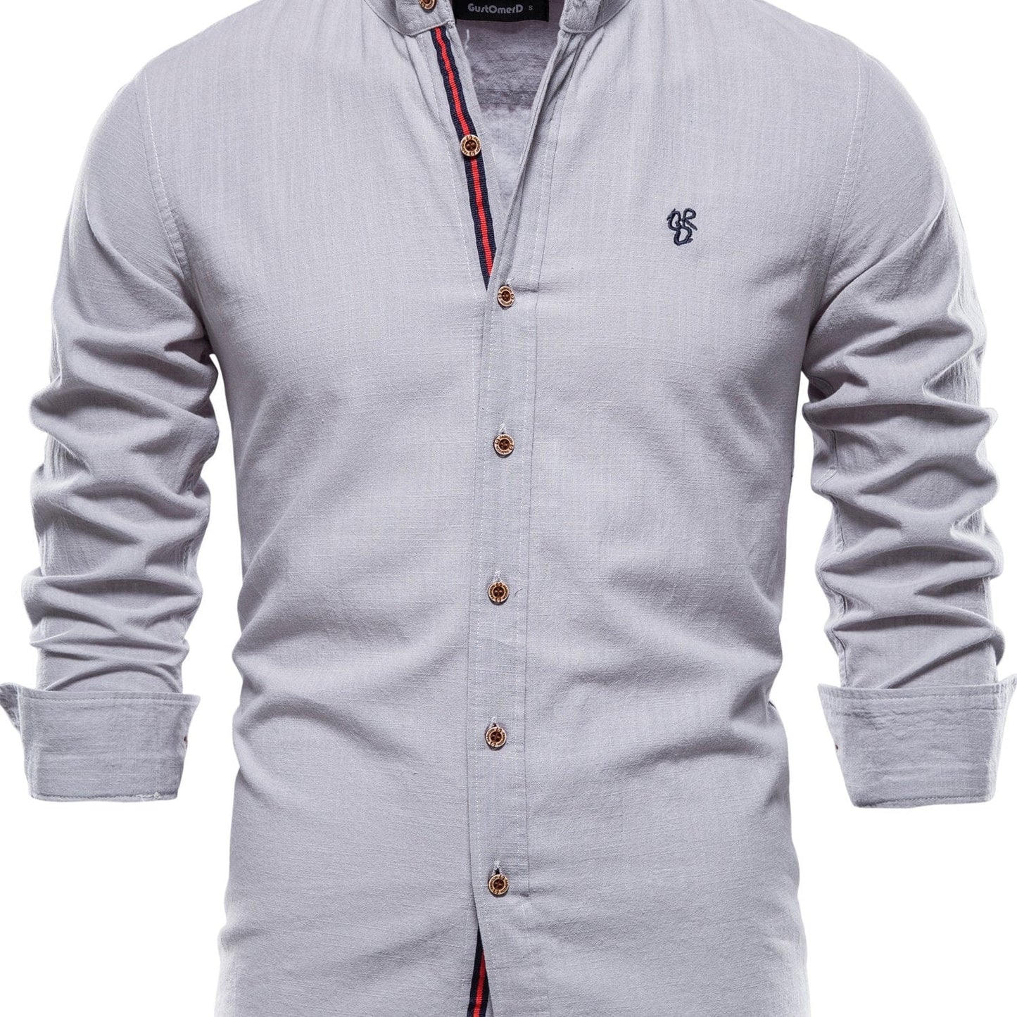 Men's Plain Color Cotton Single Breasted Long Sleeve Shirts Men's Clothes