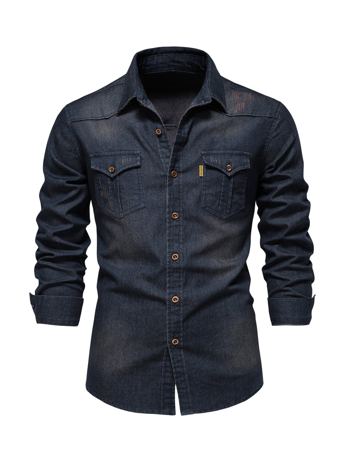 Men's Cotton Denim Long Sleeve Slim Fit Casual Shirt
