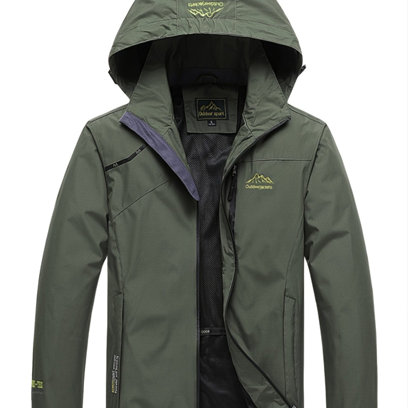 Men's Waterproof Hooded Windbreaker, Zip Up Lightweight Outerwear For Hiking Travel Outdoor, Unisex Clothes