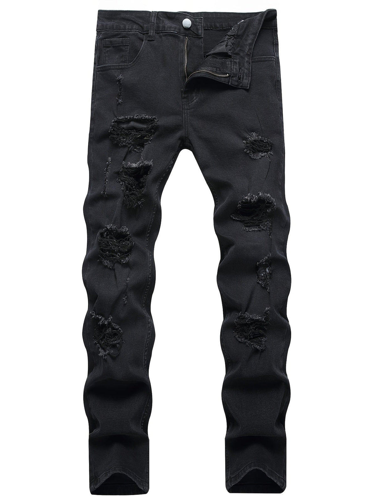 Men's Slim Fit Straight Leg Ripped Skinny Jeans