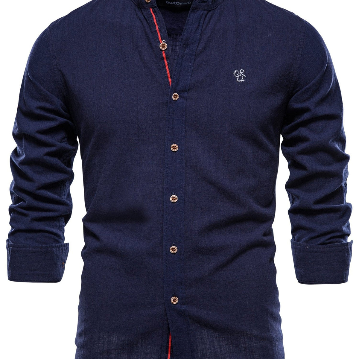 Men's Plain Color Cotton Single Breasted Long Sleeve Shirts Men's Clothes