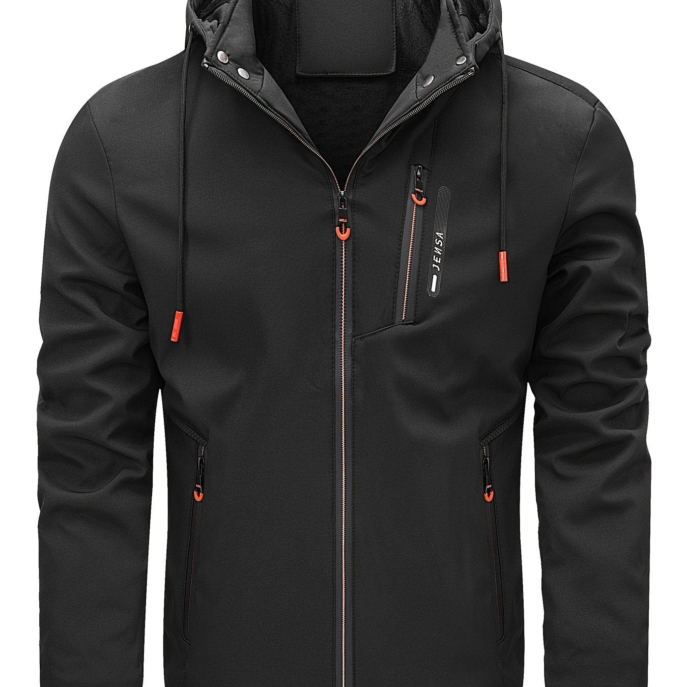 Men's Outdoor Sports Zipper Fleece Lined Hooded Jacket Coat