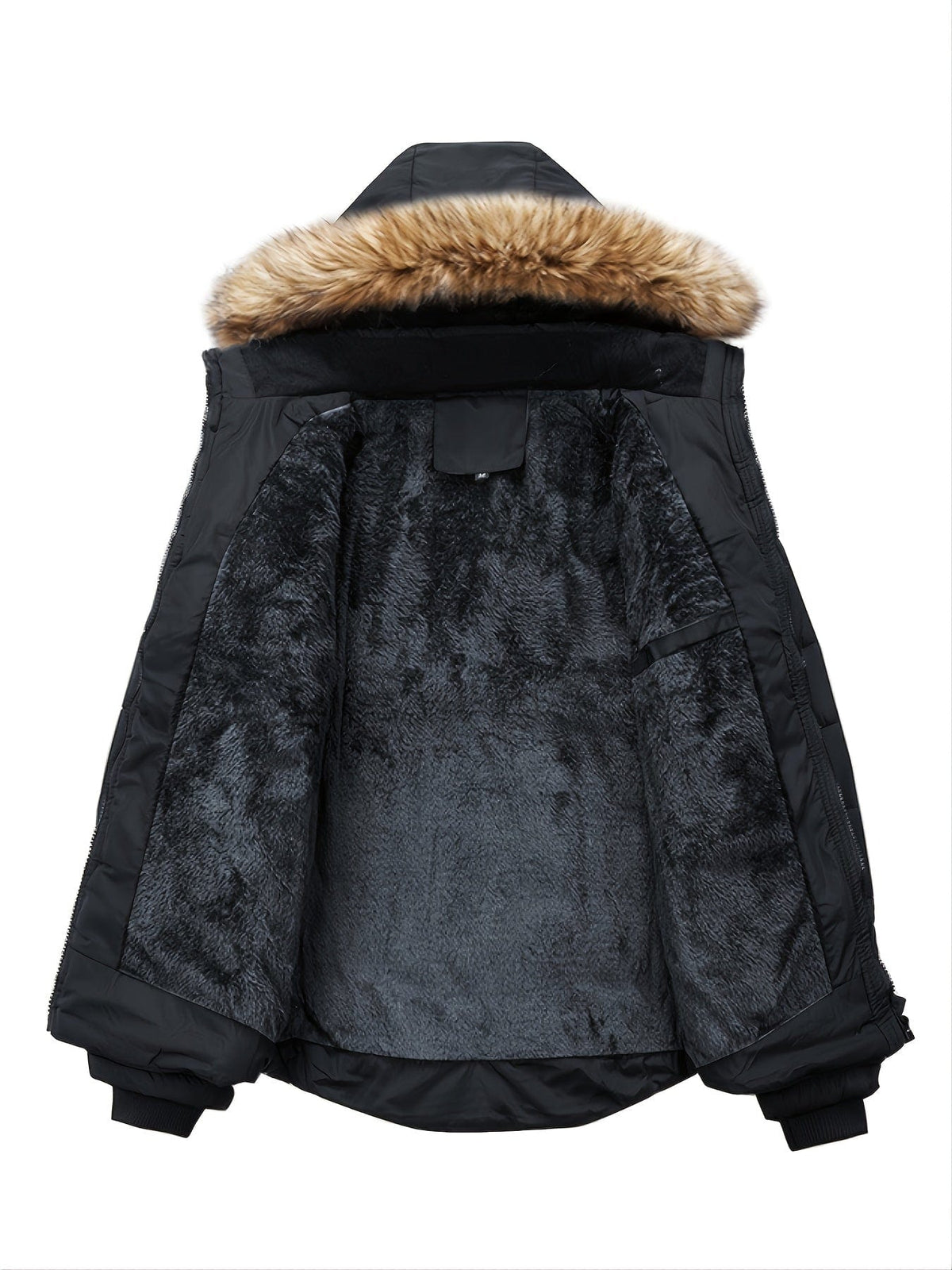 Autumn And Winter New Men's Slim Fleece Hooded Sweater Collar Cotton Coat (Sweater Collar Removable)