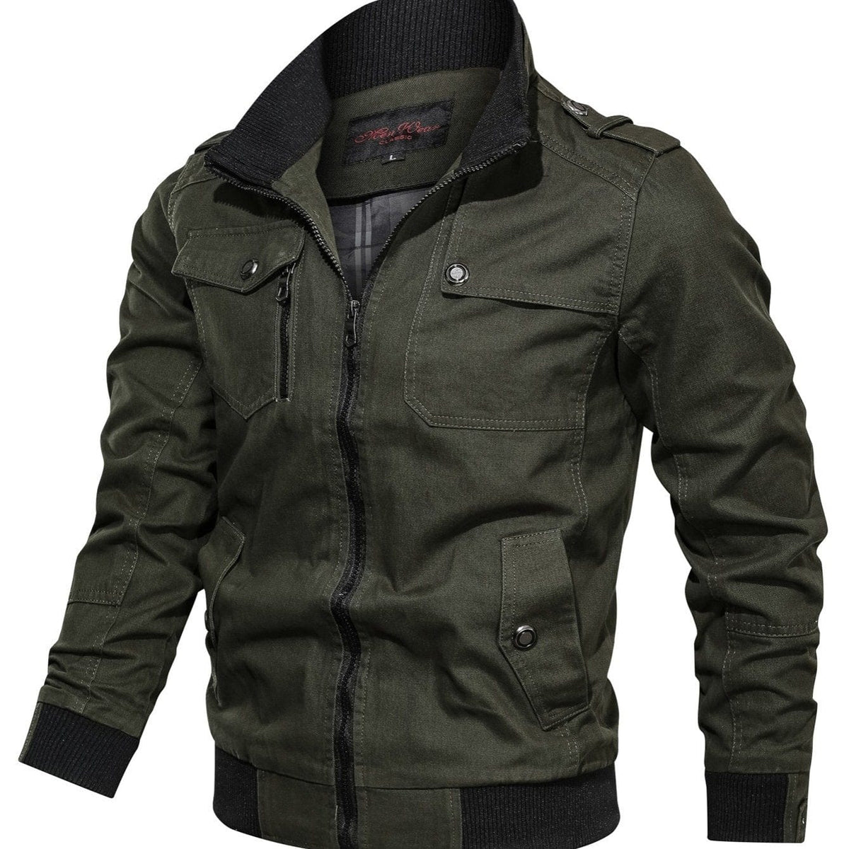 Men's Casual Stand-up Collar Jacket With Multi Pockets