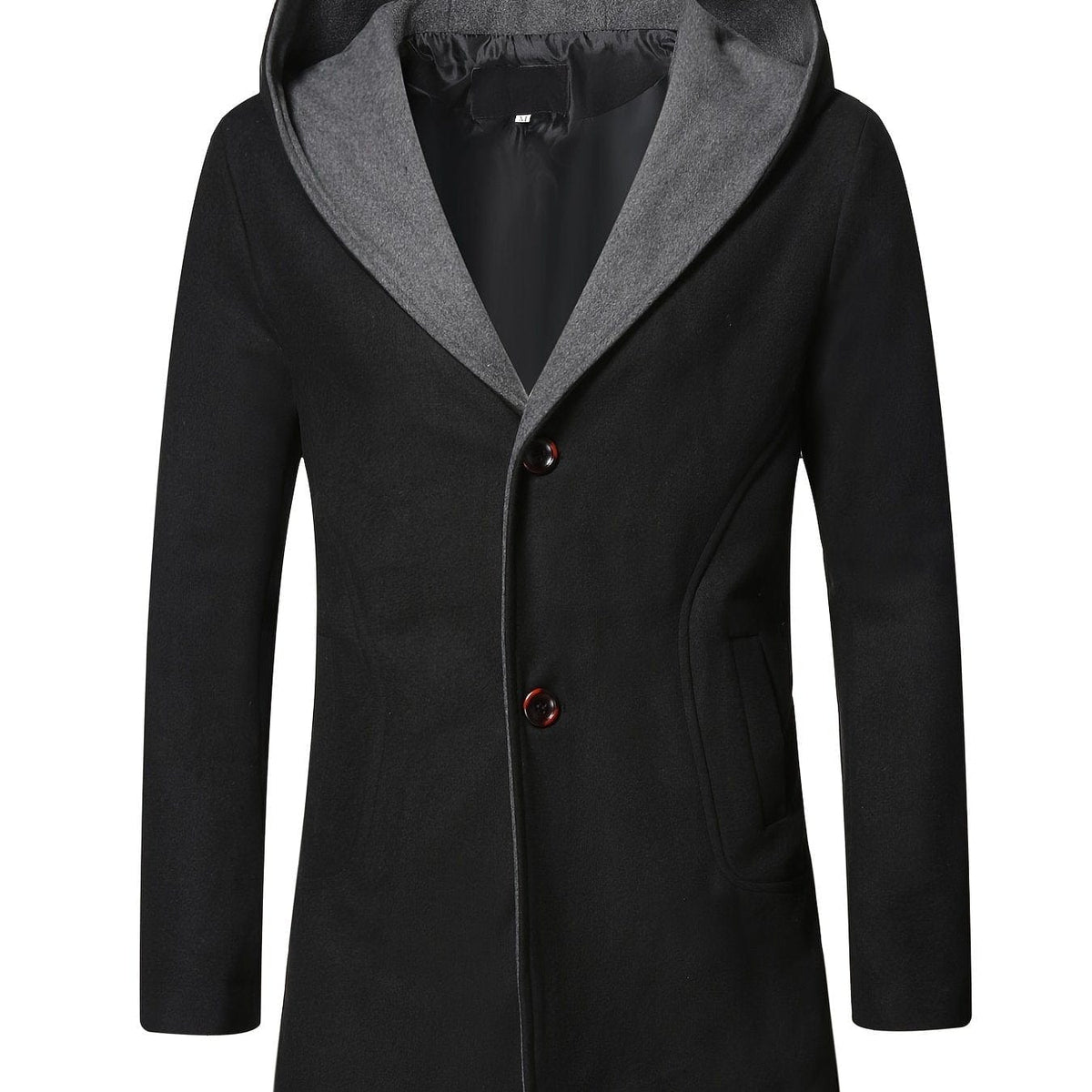 Men's Wool Coat Winter Long Trench Coat Classic Hooded Jacket Top Coat