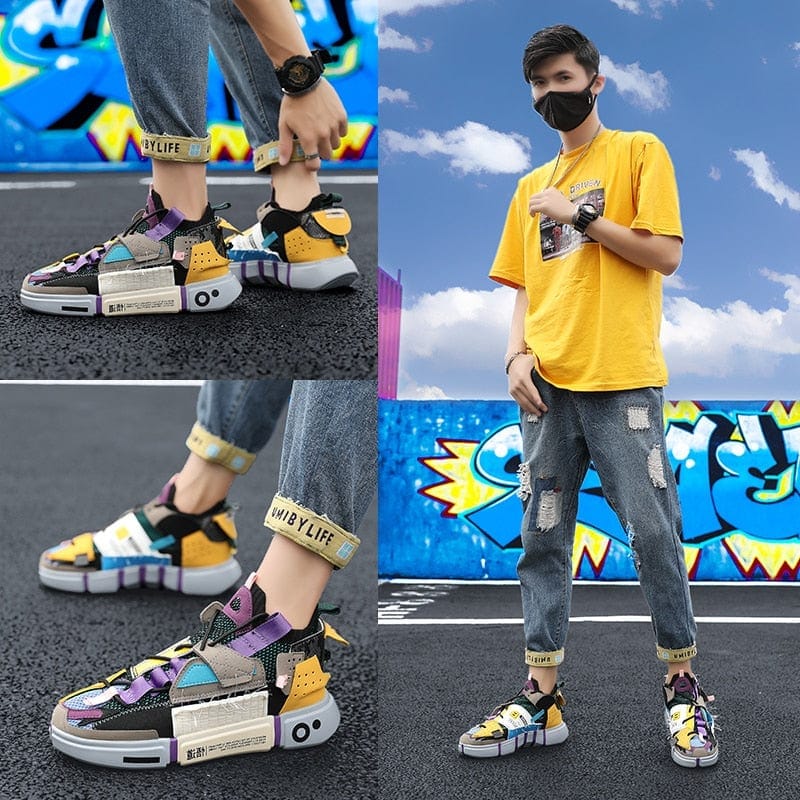 Men's Breathable Casual Race Trainer Sneakers