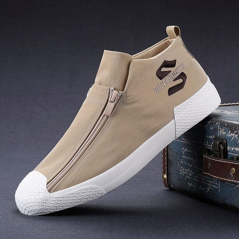Men's Canvas Double-Zip Casual Loafers Walking Shoes