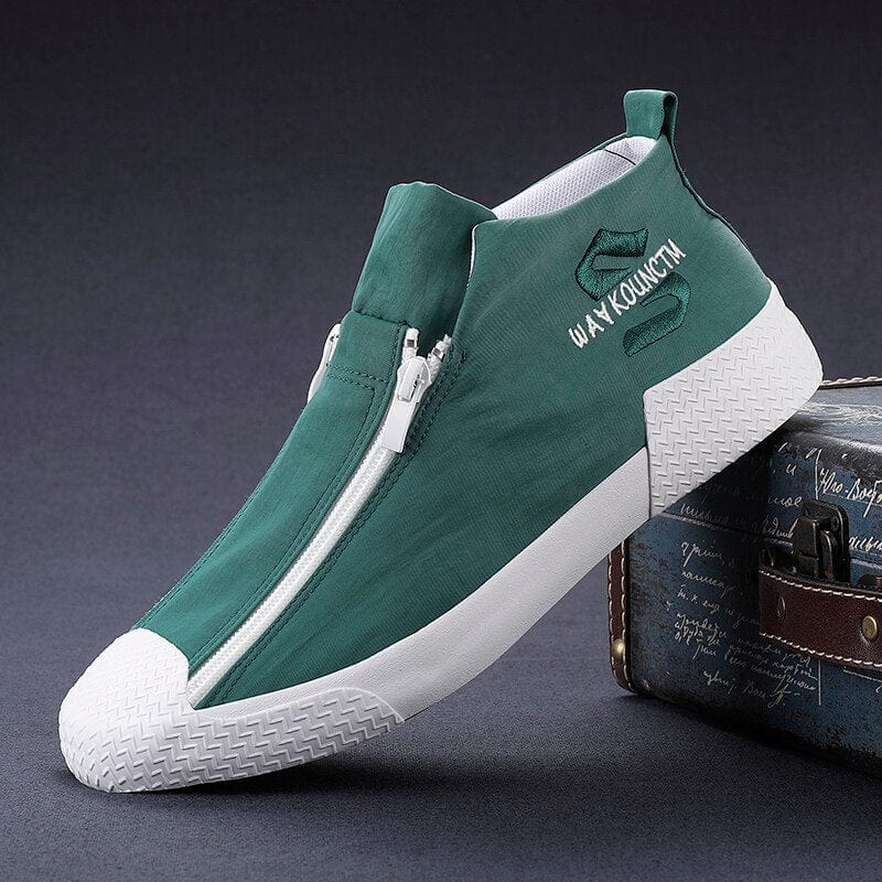 Men's Canvas Double-Zip Casual Loafers Walking Shoes