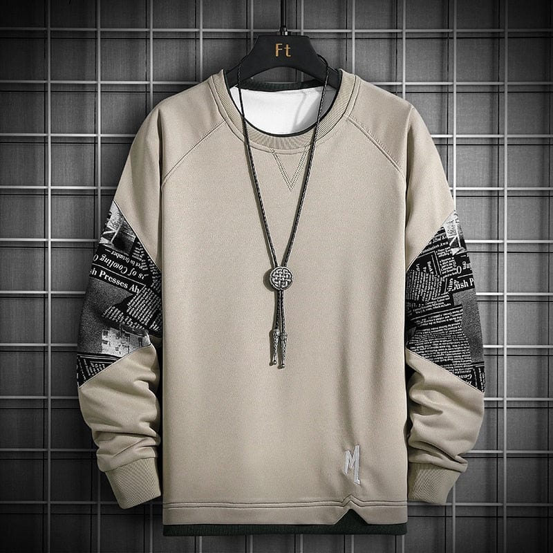 Single Road Crewneck Sweatshirt Men Spring Harajuku Oversized Japanese Streetwear Black Hoodie Men Sweatshirts Hoodies Male