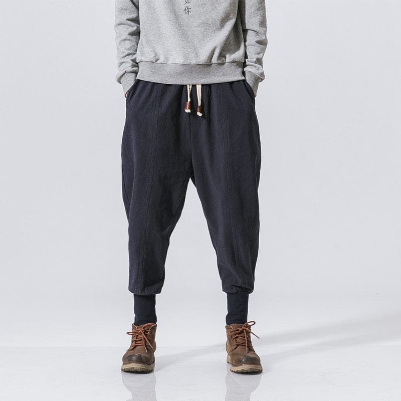 Men's Cotton Linen Chinese Style Harem Joggers