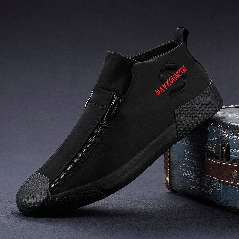 Men's Canvas Double-Zip Casual Loafers Walking Shoes