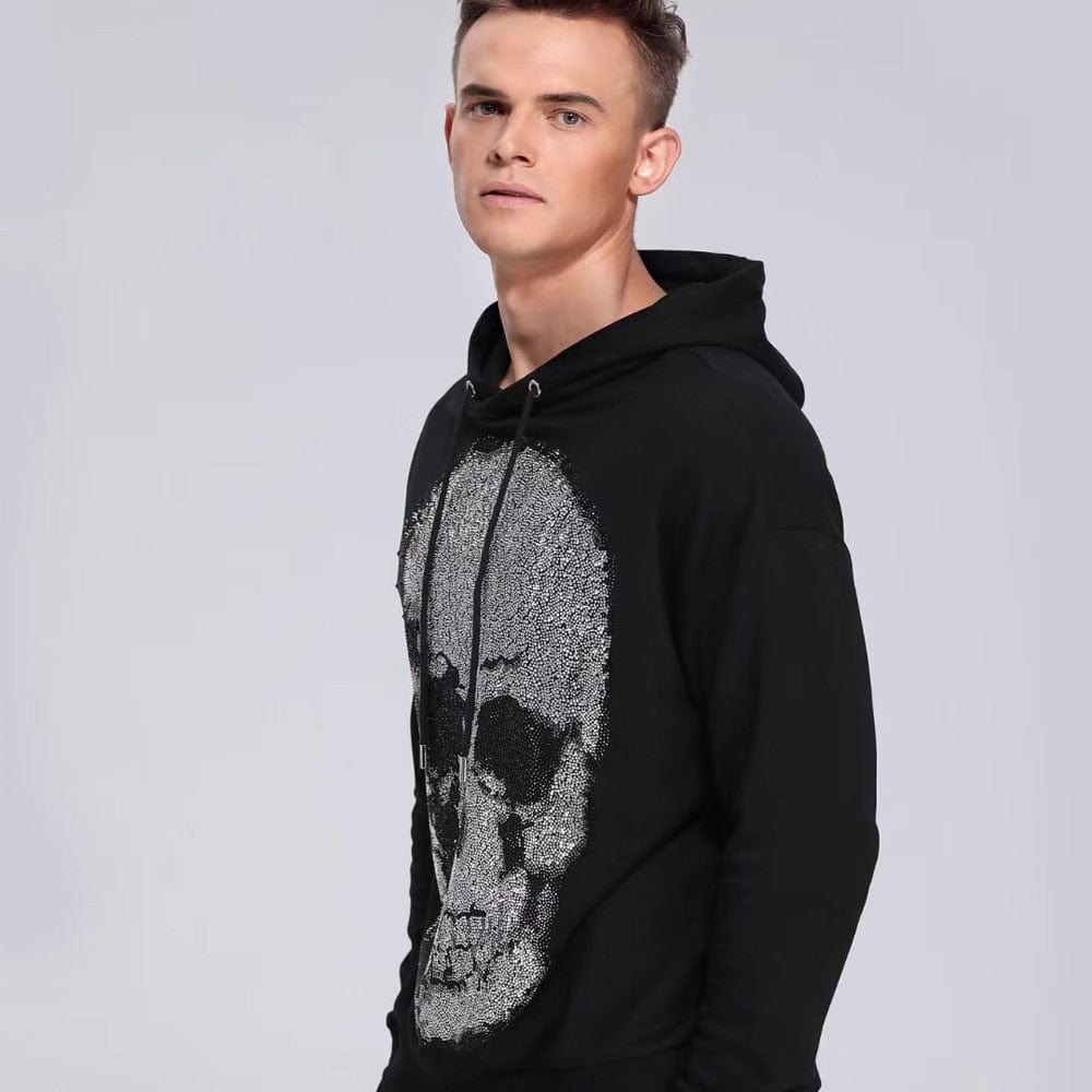 Men's Slim Fit Skull Print Streetwear Hoodie