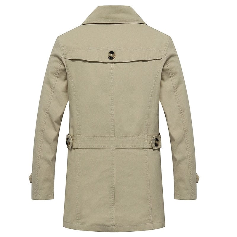 Men's Solid Color Casual Trench Overcoat Jacket