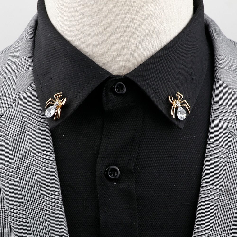 1 Pair Retro Lapel Pin Brooch Vintage Fashion Tree Leaf Collar Pin Hollowed Out Crown Shirts Suits Jewelry Accessories