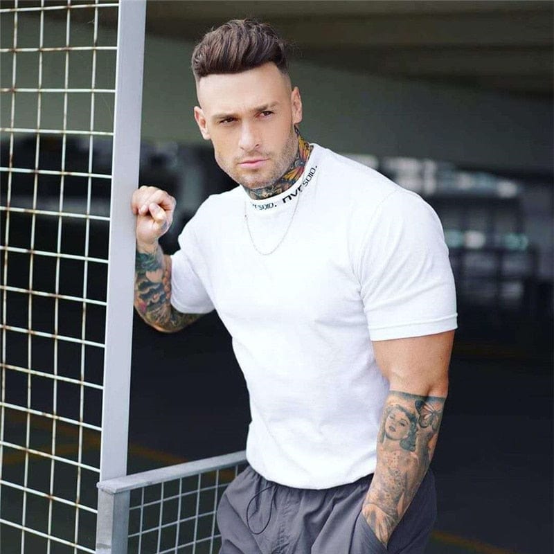 Men's Cotton Short Sleeve Slim Fit Gym T-Shirt