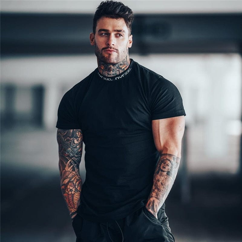 Men's Cotton Short Sleeve Slim Fit Gym T-Shirt