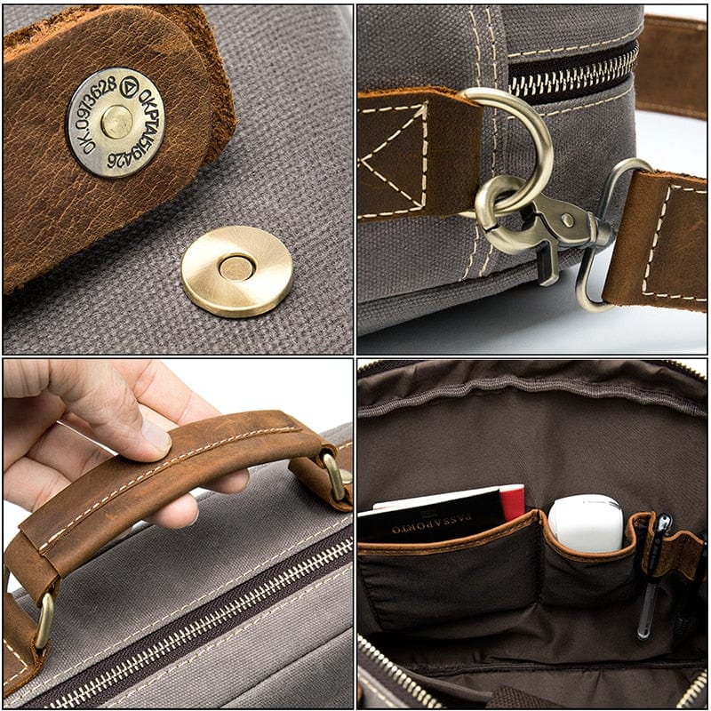 Men's Genuine Leather Business Laptop Briefcase, Lawyer Office Bag