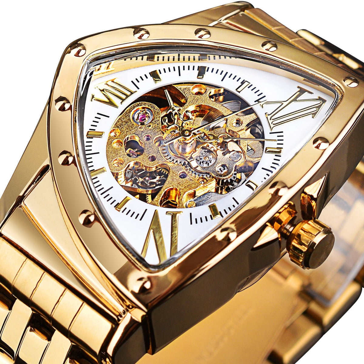 Men's Triangle Skeleton Automatic Stainless Steel Watch