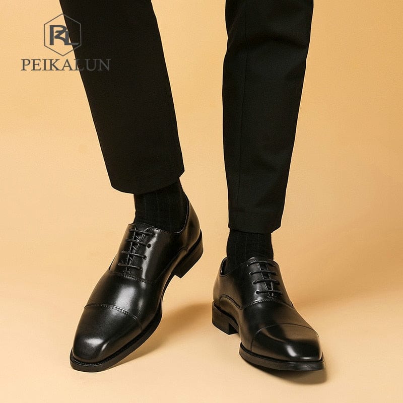 Men's Green Genuine Leather Lace-Up Oxford Dress Shoes