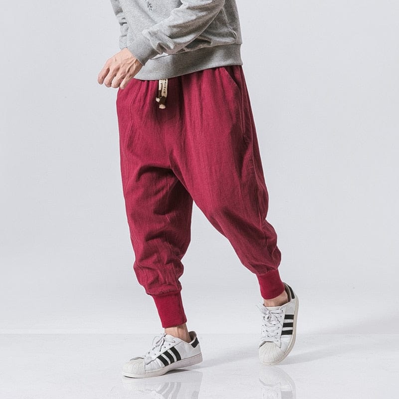 Men's Cotton Linen Chinese Style Harem Joggers